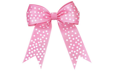 pink bow with white dots on transparent background