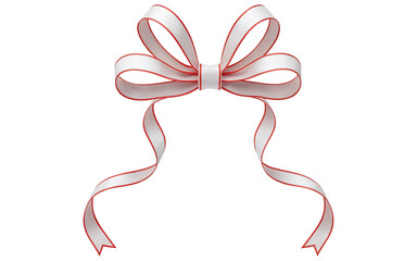 Wall Mural - white bow with red stripe on transparent background