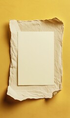 Leinwandbilder - Blank paper mock up on textured background with space for creative text and design elements in vibrant yellow. Generative AI