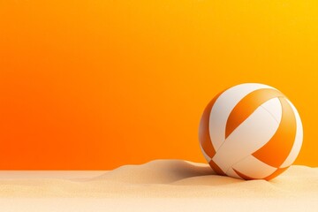 Aufkleber - A clean, geometric design of a volleyball resting on the sand, with simple shading and a bright, sunny background