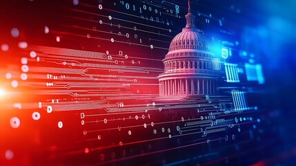 Wall Mural - financial data government building. a digital illustration of the u.s. capitol building, overlaid wi