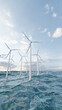 © DMegias - Offshore wind turbines generating renewable energy in ocean. 3d render