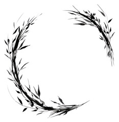 Wall Mural - png stroke outline holly frame drawing circle sketch.