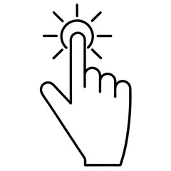 Wall Mural - a simple black line drawing depicts a hand pressing a button