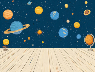 Wall Mural - celestial planets illustration background