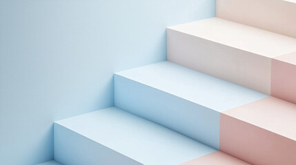 Wall Mural - Soft pastel gradient stairs create calming and modern aesthetic