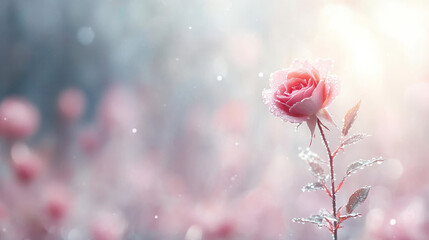 Delicate pink rose blossom in sunlit garden macro photography nature's beauty soft focus captivating floral concept