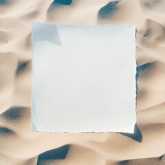 Leinwandbilder - Blank square paper on sandy surface creates space for creative text and design options in a serene outdoor setting. Generative AI