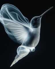 Wall Mural - Smoky Hummingbird Flight, Dark Background, Nature Art