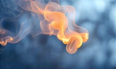 Wall Mural - a close-up view of swirling smoke, showcasing its delicate and ethereal forms against a blurred back