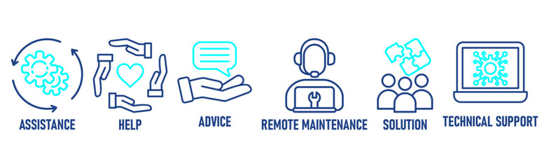 Banner of IT Expert, Information Technology Advice, Services or technical support - vector illustration concept with icon