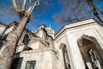 Wall Mural - View of historical Eyup sultan mosque (cami) and tomb (turbe) in the eyup town istanbul 