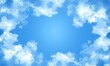 © Resni AI - Blue sky with white fluffy clouds frame, ideal for backgrounds and peaceful designs
