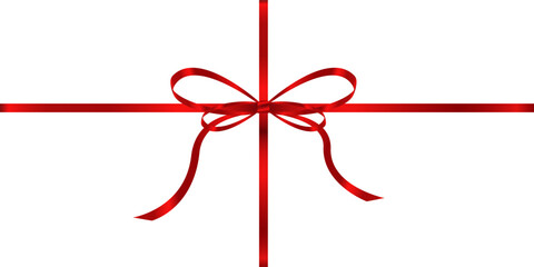 Wall Mural - Bow with realistic red ribbon looks elegant for decorating wedding invitation cards. Book website page and others isolated on white background