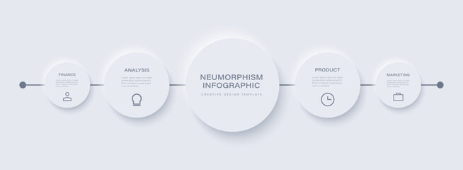 Wall Mural - flowchart infographic in neumorphic style. business concept with 4 options, parts, steps or processe