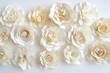 © Serhii - Elevated Perspective of Cream Roses Arranged in a Vase on a White Surface, Emphasizing Delicate Floral Beauty