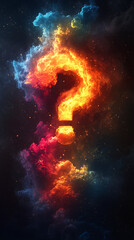 Wall Mural - a vibrant cosmic question mark made of colorful nebulae, symbolizing curiosity in the universe