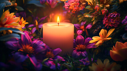 Canvas Print - Candlelight Flowers