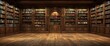 © ABIDZAR ALFAREZ - Grand wooden library interior with antique bookshelves and hardwood floor.
