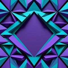 Sticker - Bright teal and purple geometric triangles framing the edges for a modern geometric border in teal purple border frame pattern background