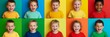 © Ilja - Happy Kids, Vibrant Colors, Studio Portraits On Multicolored Background. Childhood, Diversity