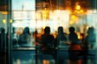 © Yevgeniy - Blurry meeting atmosphere captured through glass barrier in modern workspace