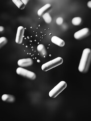 Wall Mural - Pills in black and white