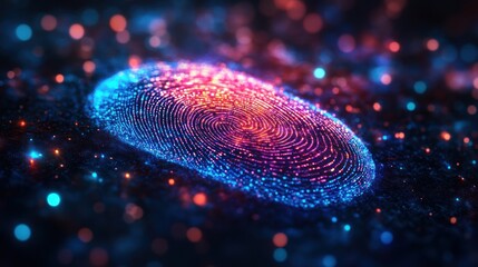 Sticker - Abstract Fingerprint: Digital Identity in a Glowing Universe