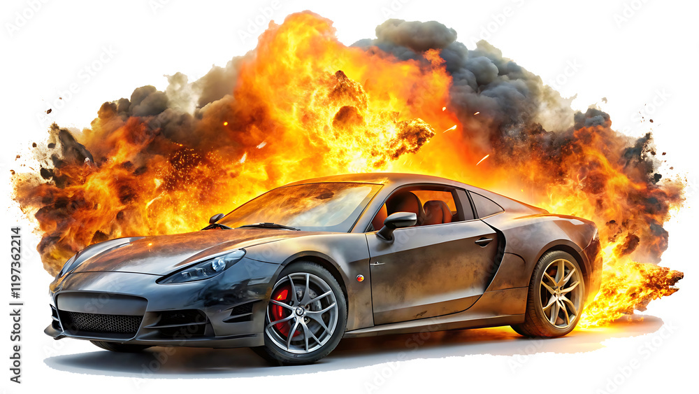 Car Explosion isolated on white background as transparent. PNG.AI ...