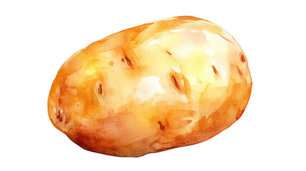 Wall Mural - watercolor illustration of one single potato isolated on white background	