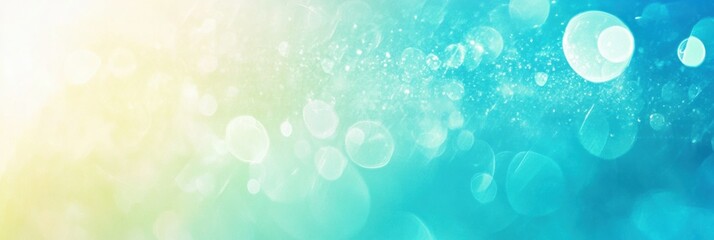 Fototapete - Bright blue and green abstract background with soft bokeh effect and ample space for text placement. Generative AI