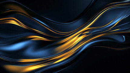 Canvas Print - Blue Gold Abstract Waves