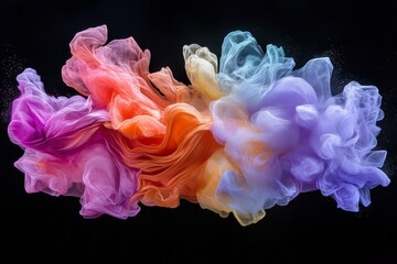 Wall Mural - Colorful abstract cloud formation swirling in vibrant hues against a black background