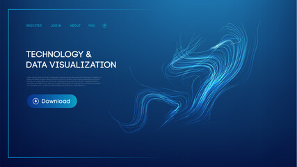 Wall Mural - abstract glowing blue lines illustrating technology and data visualization concepts