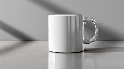 Wall Mural - Mug mockup on grey background, 3D rendering. Computer digital drawing.