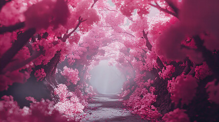 Canvas Print - Pink Blossom Tunnel