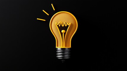 Wall Mural - Illuminating Ideas: A 3D rendering of a golden lightbulb with a pen nib inside, symbolizing the birth of a brilliant idea against a stark black background.  