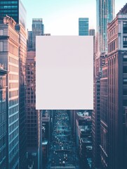 Poster - Vertical urban cityscape view with empty copy space for text on a sunny day. Generative AI