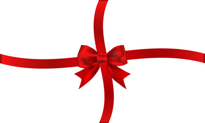 Wall Mural - Bow with realistic red ribbon looks elegant for decorating wedding invitation cards. Book website page and others isolated on white background