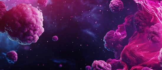 Wall Mural - Colorful abstract cosmic space scene with floating shapes and Copy Space for text overlay