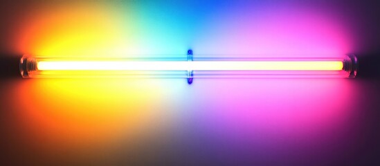 Wall Mural - colorful neon light tube emitting vibrant hues of blue, pink, and yellow on a dark background with c