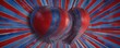 © yuwaree - A blue and red striped patterned background with a large red heart at the center, holiday decor, pattern