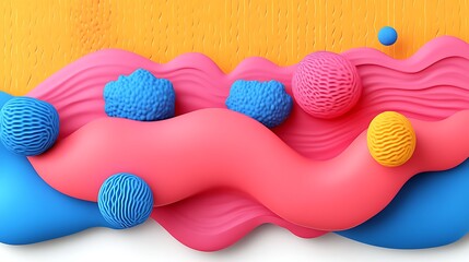 Abstract Colorful Waves and Spheres Design