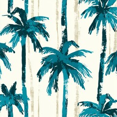 coconut palm trees in an abstract style with a striped background. a seamless tropical design.