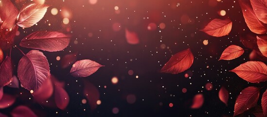 Wall Mural - golden autumn leaves swirling in soft focus against a dark background with sparkling bokeh and ample