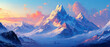 © Artem - Majestic snow-capped mountain peaks under a serene sky at sunset
