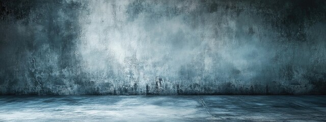 Poster - Abstract grunge background with textured blue wall and floor suitable for placing text Copy Space