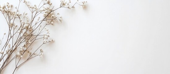 Poster - Dried flowers arrangement on a plain white background with ample copy space for text placement