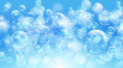 Wall Mural - colorful abstract background with translucent bubbles on light blue gradient with soft highlights an