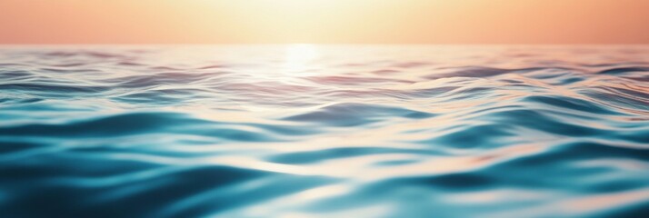 Poster - Expansive view of tranquil water surface with reflections at sunset during a peaceful evening. Generative AI
